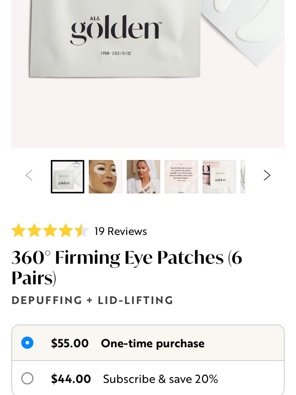 360° Firming Eye Patches (6 Pairs) - Light Pink